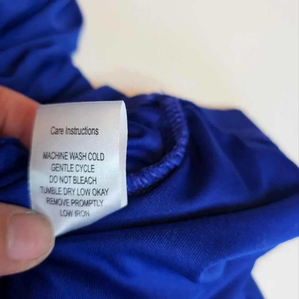 Emerald Sundae Royal Blue Ruched Cowl Neck Mini Dress L NWT